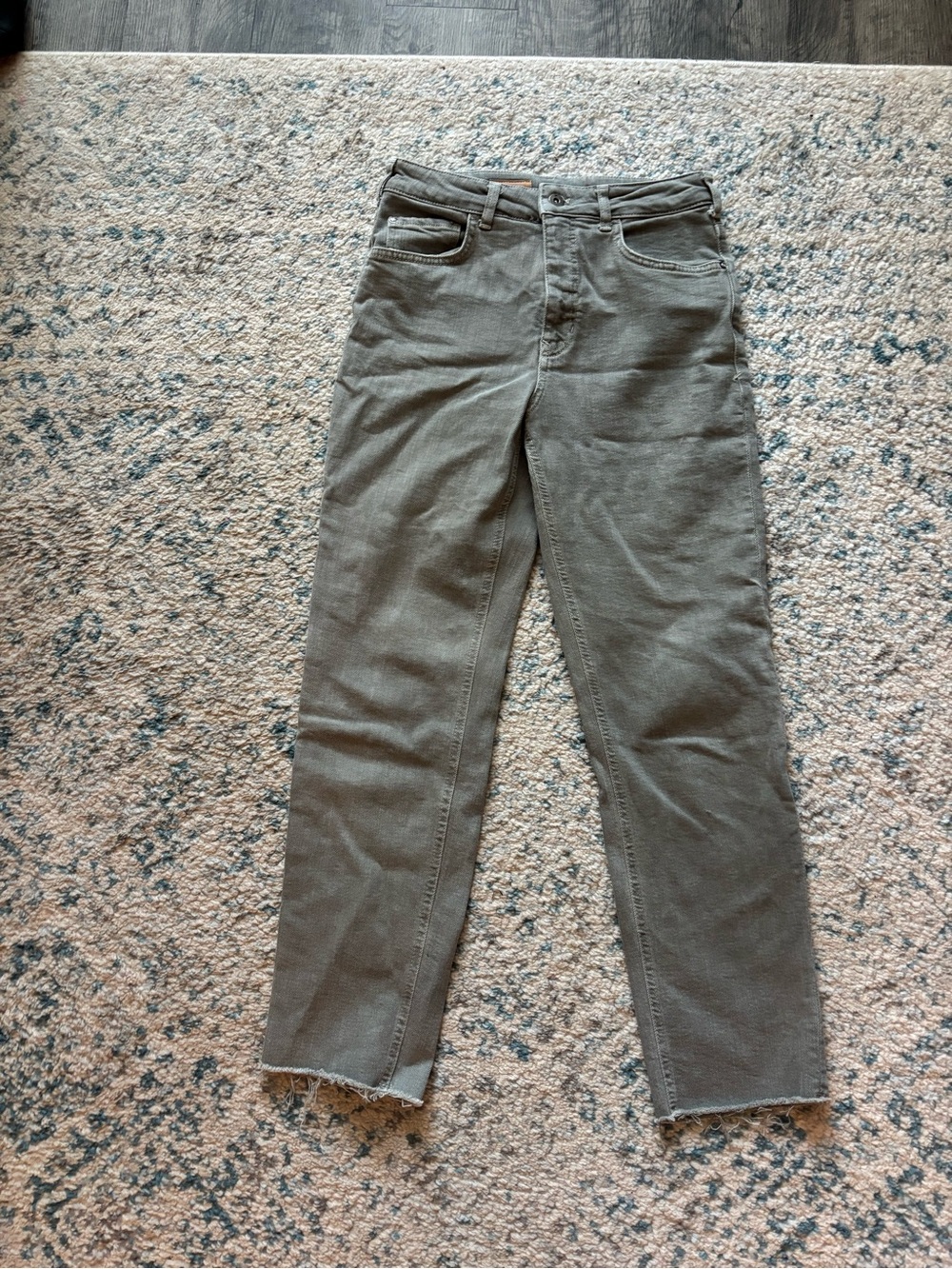 Pilcro Anthropologie The Vintage Straight Jeans Olive Green